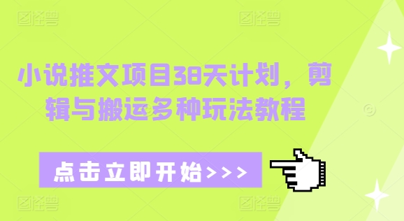 小说推文项目38天计划，剪辑与搬运多种玩法教程