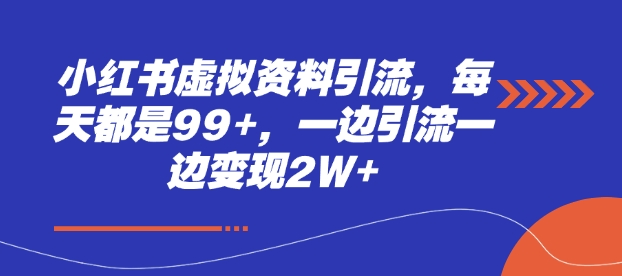 小红书虚拟资料引流，每天都是99+，一边引流一边变现2W+